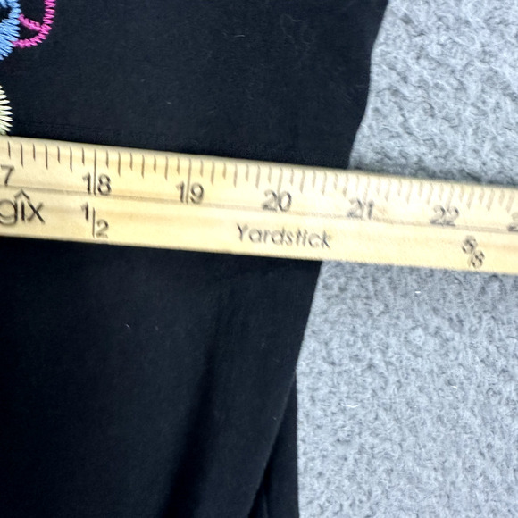 RXB Off The Shoulder Top Womens Large Black Floral Embroidered Tassel Boho Fairy - Picture 4 of 6